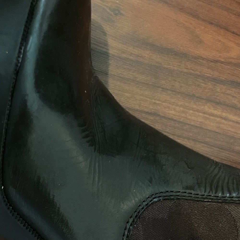 Coach Loryn womens brown quilted high heel rain boots tall puffer logo - Picture 15 of 16